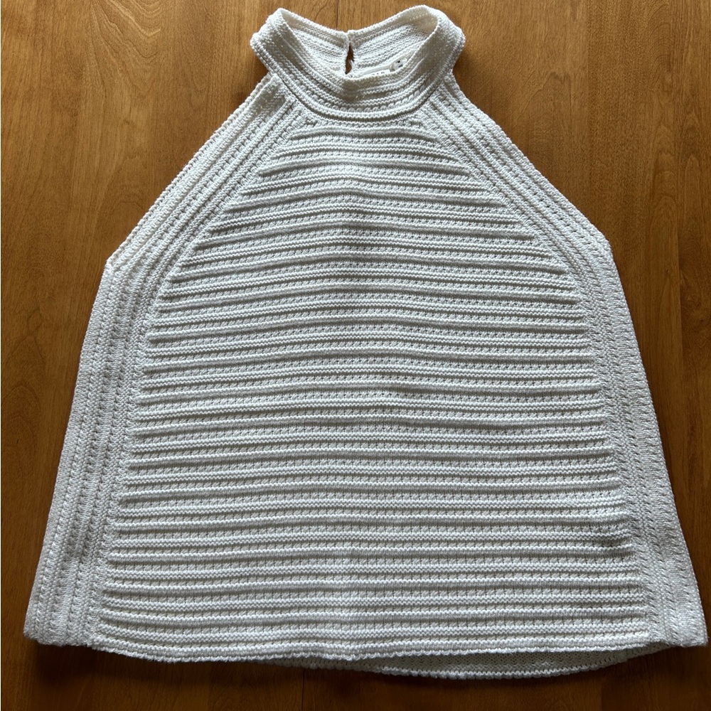 GAP Sleeveless Halter Sweater Top, Cream. 100% Cotton. Women’s Size Medium